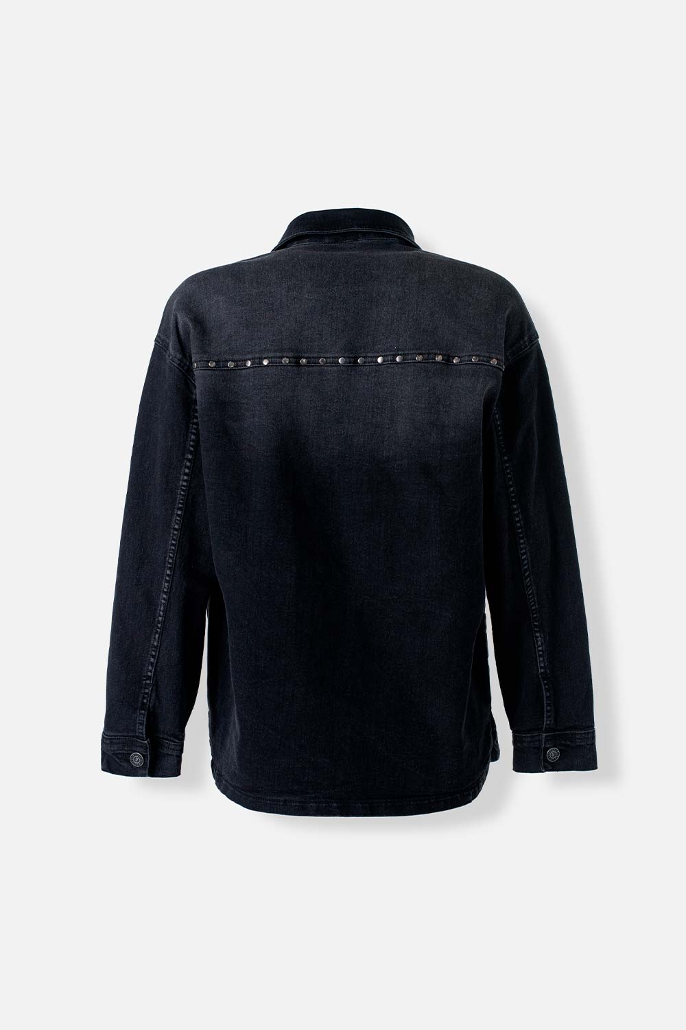 CHAQUETA DE MOVIES NEGRA CON TACHES DECORATIVOS PARA MUJER